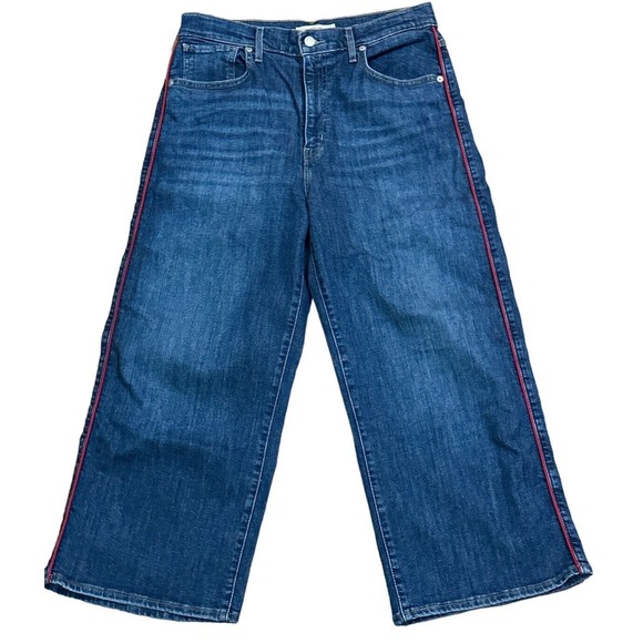 Levi's Women’s Mile High Cropped  Wide Leg Red‎ Side Stripe Sz 31 EUC - Picture 1 of 6